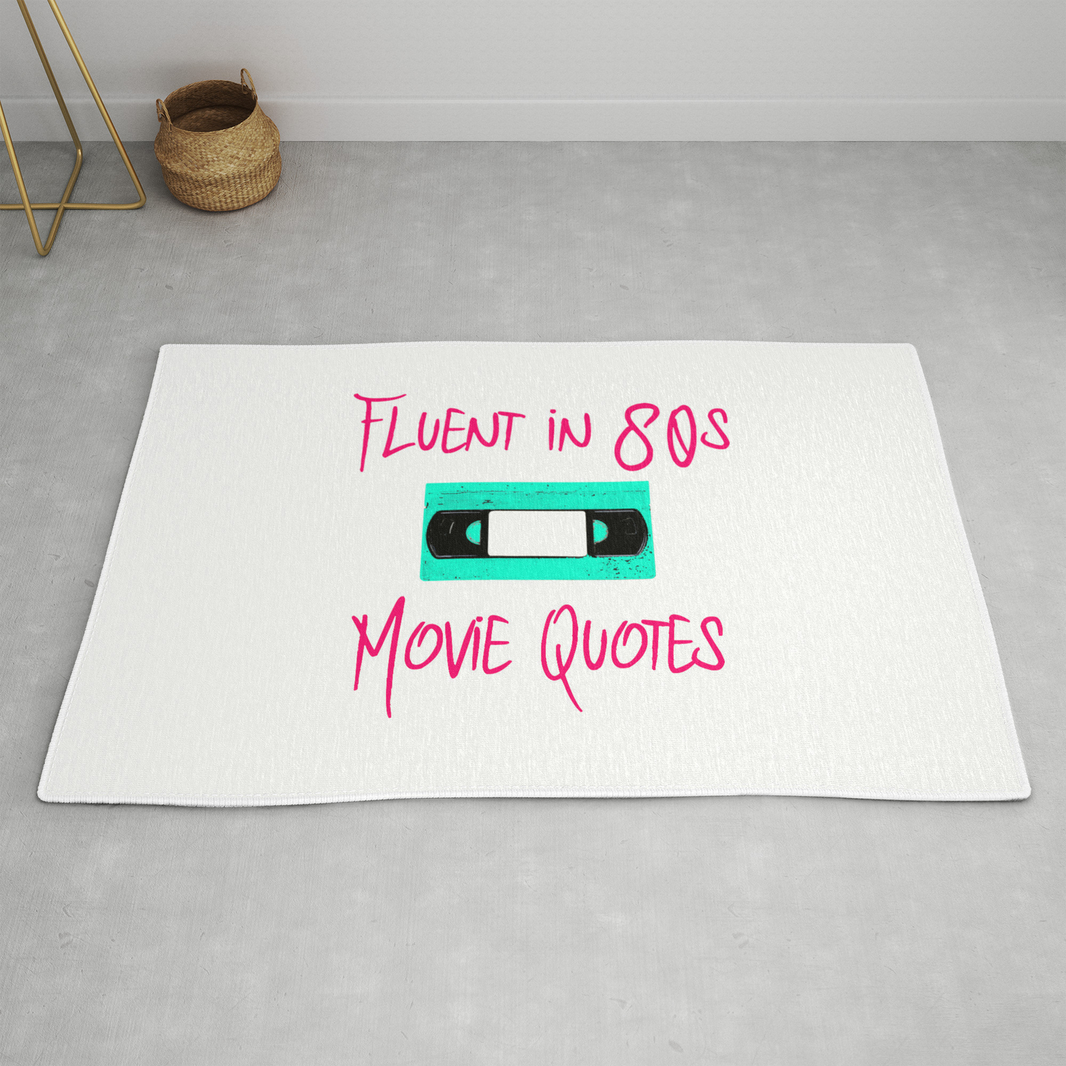 Fluent In 80s Movie Quotes Fun Cassette Vcr Rug By At85productions Society6