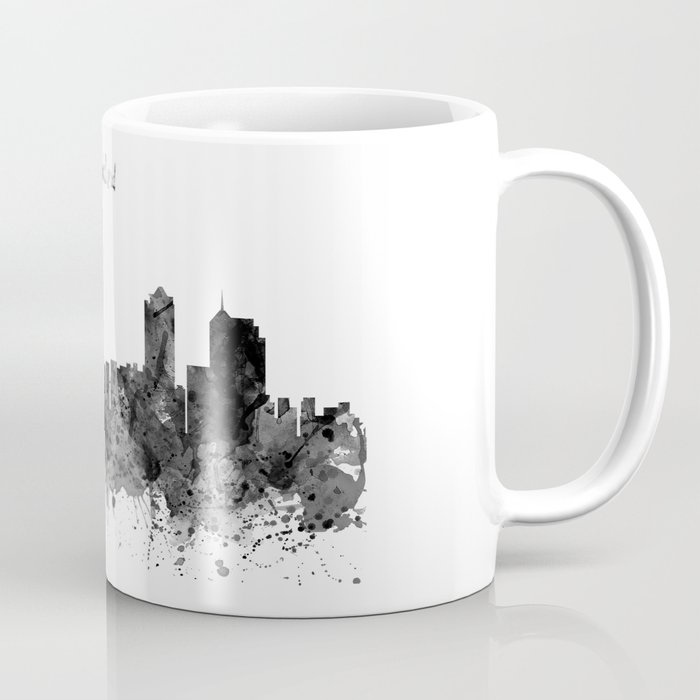 Auckland Black and White Watercolor Skyline Coffee Mug