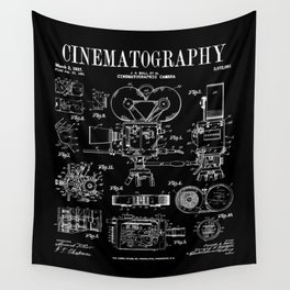 Cinematography Movie Film Camera Vintage Patent Print Wall Tapestry