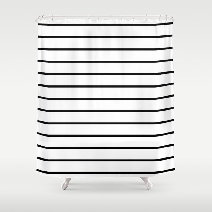 Minimalist Line Stripes Black And White Stripe Nautical Lines Drawing Shower Curtain