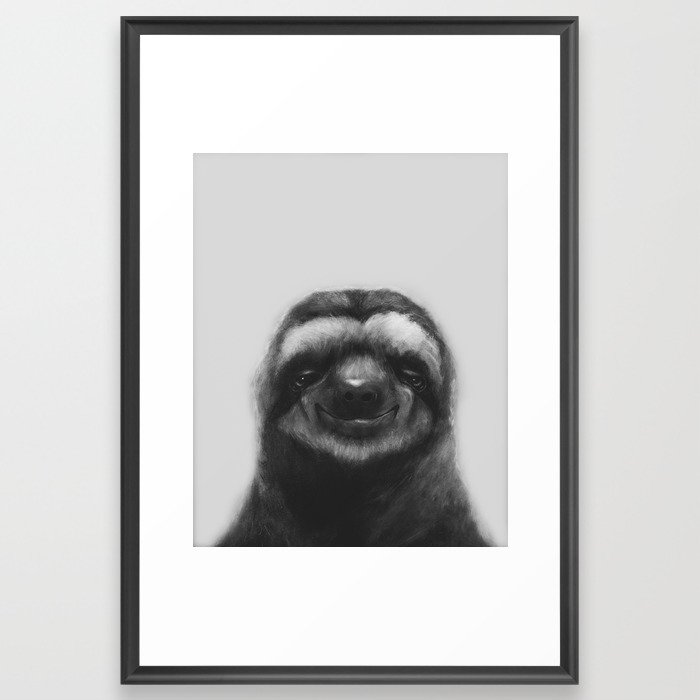 Sloth #1 (B&W) Framed Art Print