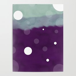 Purple/Two Tone Vintage Turquoise Watercolor w/ White Spots Poster