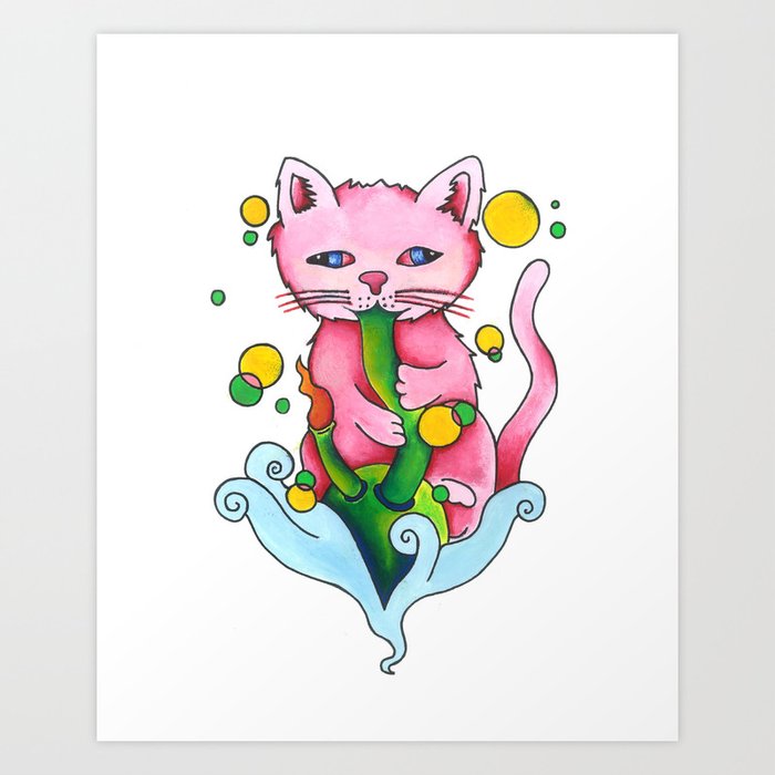 Bong Rip Kitty  Art Print