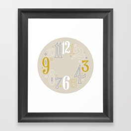 Small World Clock, Beige Framed Art Print