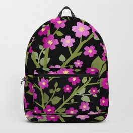 Lovely Blossoms - fuchsia pink on black Backpack