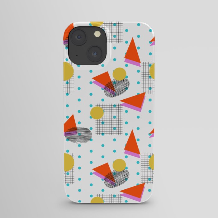 Bounce - abstract minimal retro throwback 1980s grid circle shapes memphis design pattern print art iPhone Case