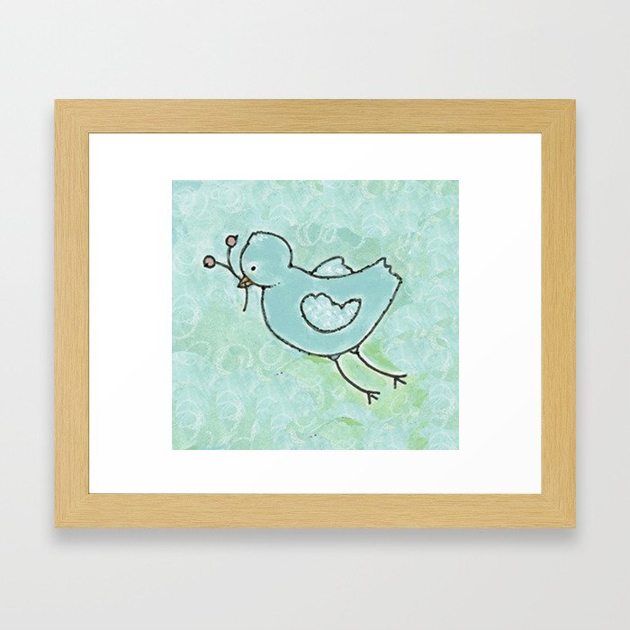 aqua bird Framed Art Print