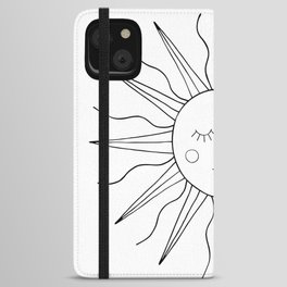 minimal black and white sleeping sun  iPhone Wallet Case