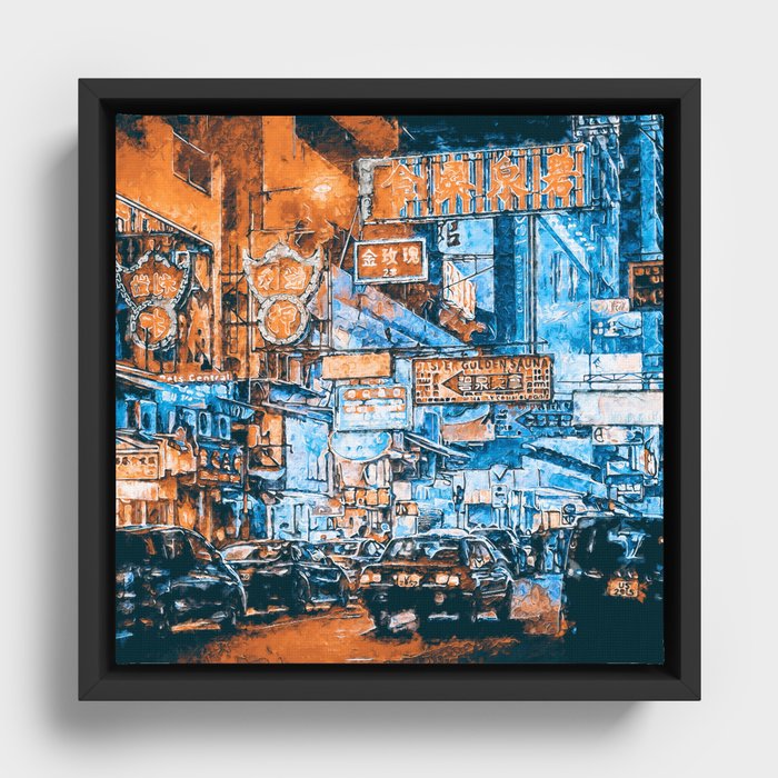 Night City Framed Canvas