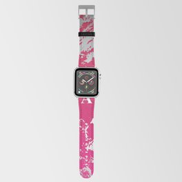  A  Letter Personalized, Pink & White Grunge Design, Valentine Gift / Anniversary Gift / Birthday Gift Apple Watch Band