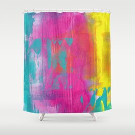 Neon Abstract Acrylic - Turquoise, Magenta & Yellow Shower Curtain