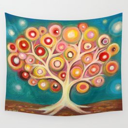 Tree of life with colorful abstract circles Wall Tapestry