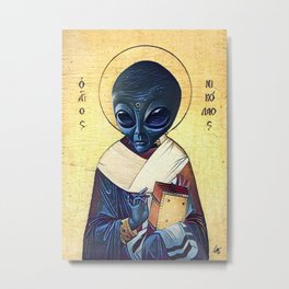 St. Alien Metal Print | Et, Religion, Extraterrestrial, Cosmos, Funny, Sci-Fi, Space, Painting, Alien, Mystery 