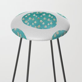 Geometric Teal Green Watercolor Dots Gold Waterdrops Pattern Counter Stool