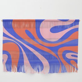 Mod Swirl Retro Abstract Pattern Bright Blue Orange Pink Wall Hanging
