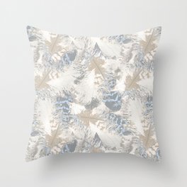 Owls, fashionable, modern, abstract, white, gray, blue, muted , pastel, beige, brown, Throw Pillow