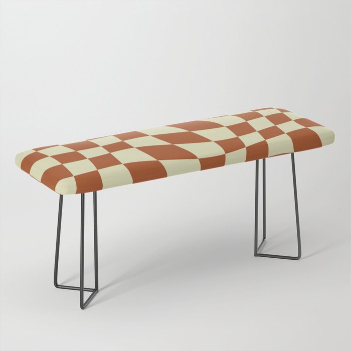 Warped Checkered Pattern (burnt orange/beige) Bench
