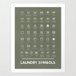 Laundry Symbols Boho Art Sage Art Print