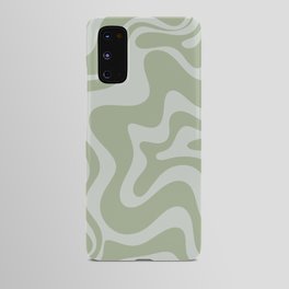 Liquid Swirl Retro Abstract Pattern in Sage Green and Light Sage Gray Android Case