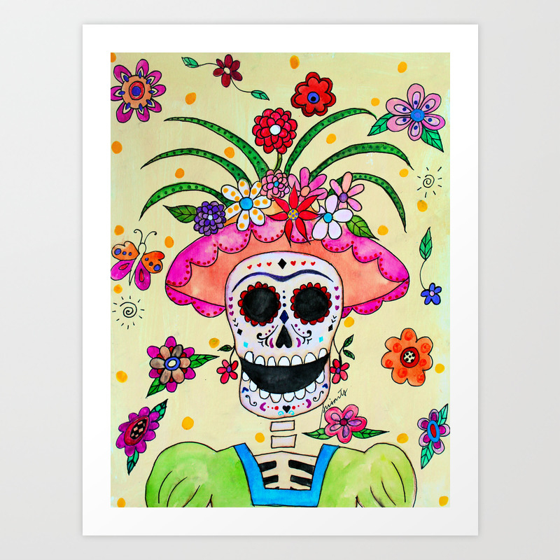 Dia De Los Muertos Frida Catrina Art Print By Prisarts Society6
