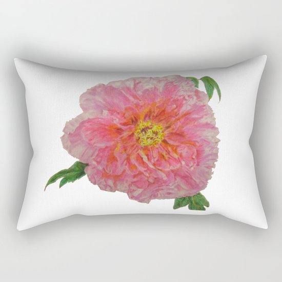 Pink Peony Flower Drawing Rectangular Pillow