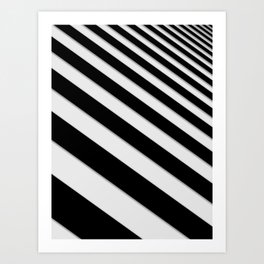 Perspective Solid Lines - Black and White Stripes - Digital Illustration - Artwork Art Print