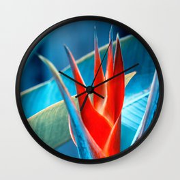 Helicon Flower Beauty In Red And Blue Wall Clock