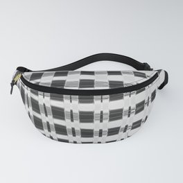 Black and White Geometrical Grid Line Pattern Fanny Pack