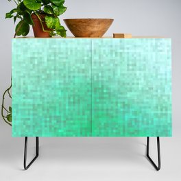 graphic design geometric pixel square pattern abstract in green Credenza
