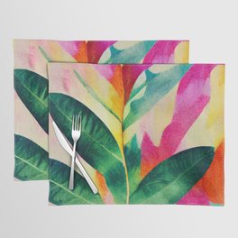 Tropical Vibes: Colorful Abstract Leaf Pattern Placemat