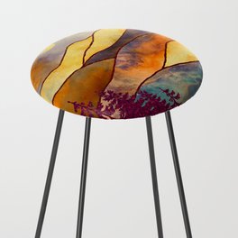 Mountains Landscape watercolor mixed media Counter Stool