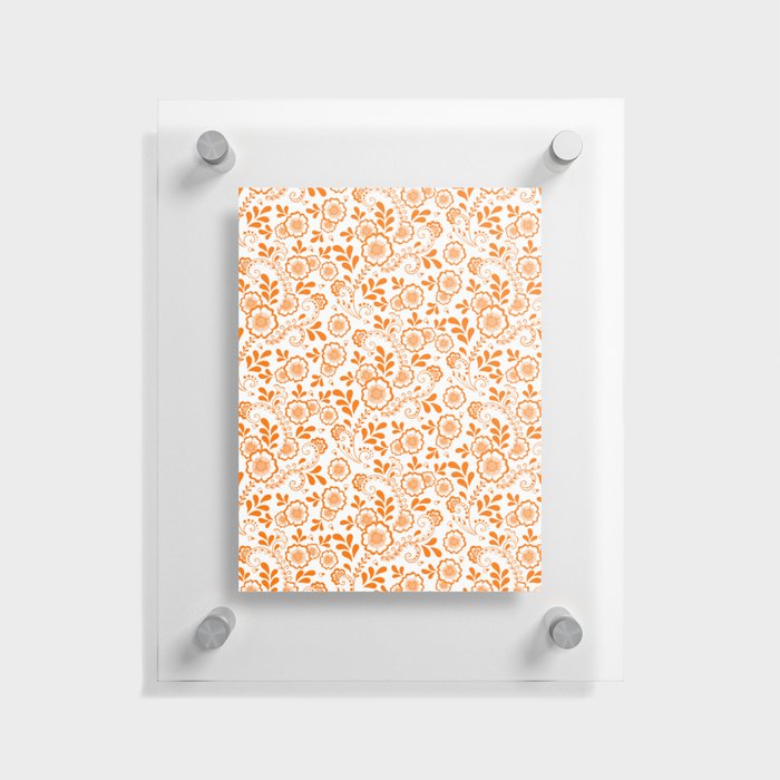 Orange Eastern Floral Pattern Floating Acrylic Print