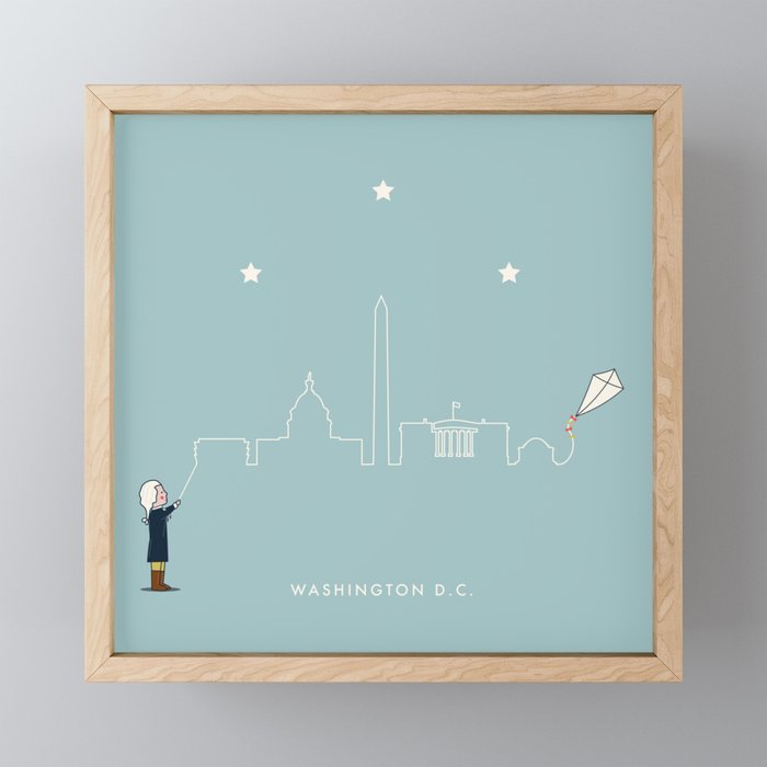 Washington D.C. Skyline Kite Framed Mini Art Print