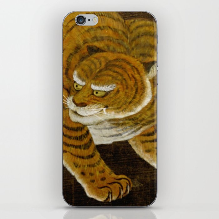 Japanese Tiger in Bamboo Grove Vintage Gold Leaf Screen iPhone Skin