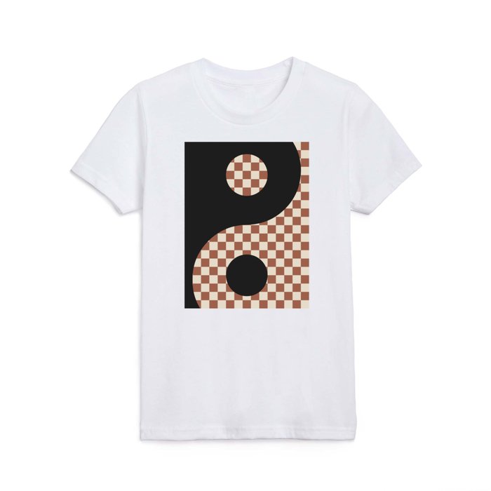 Checkerboard & Yin Yang Symbol Kids T Shirt