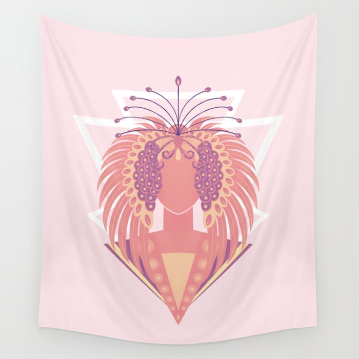 Art Deco pink phoenix  Wall Tapestry