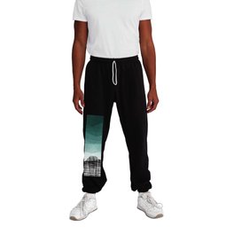 Teal Green Morning Mountains Triangle Minimalist Sweatpants
