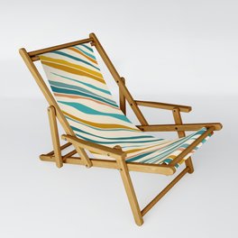  Teal and Gold Ocean Stripes Sling Chair