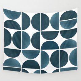 Teal Mid Century Modern Geometric Wall Tapestry