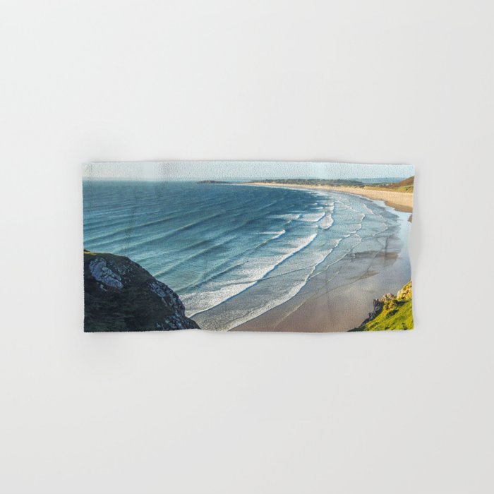 Great Britain Photography - Rhossili Bay Beach On A Hot Summer Day Hand & Bath Towel
