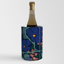 Klimt flower dark blue Wine Chiller