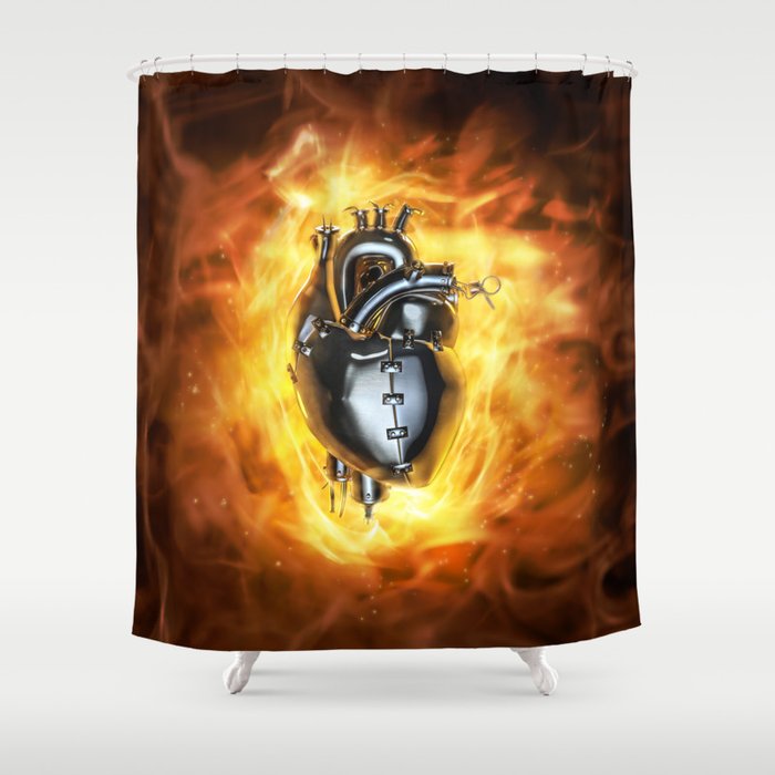 Heavy metal heart Shower Curtain