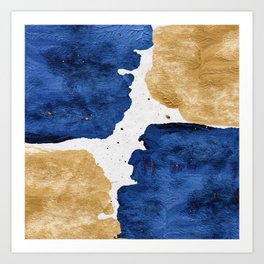 Gold and Navy Blue paint Art Print