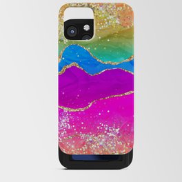 Vibrant Rainbow Glitter Agate Texture 01 iPhone Card Case