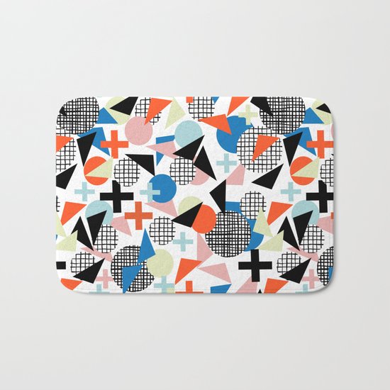 Kimbah - abstract art print shapes modern geometric retro cool colorful hipster gift idea dorm room Bath Mat