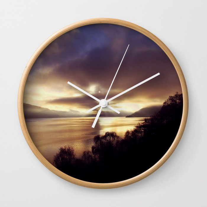 Loch Ness Sunset Wall Clock