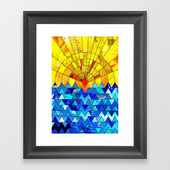Sun & Sea Collage Framed Art Print