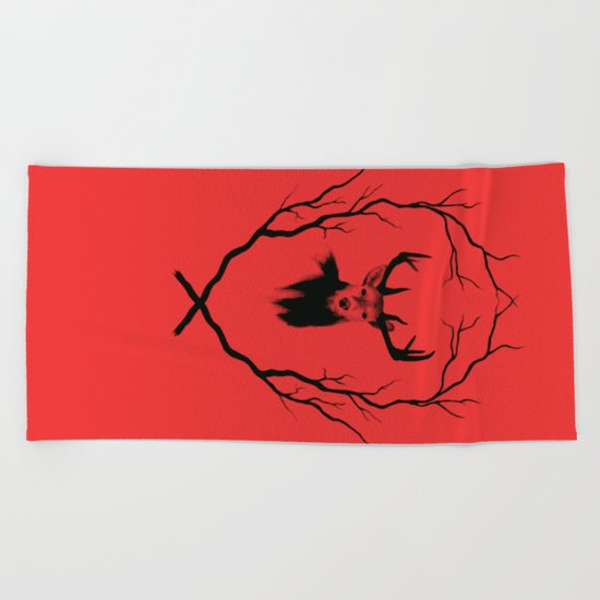 Red deer Beach Towel