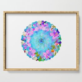 Delicate Rose Petal Mandala Art by Sharon Cummings Serving Tray