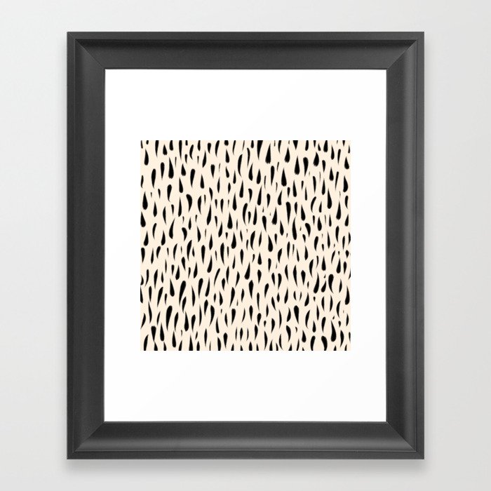 Organic Texture Minimalist Abstract Pattern in Black and Almond Cream Framed Art Print